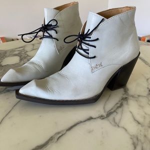 Fluevog Swordfish Surrealist Pizza Boot, white